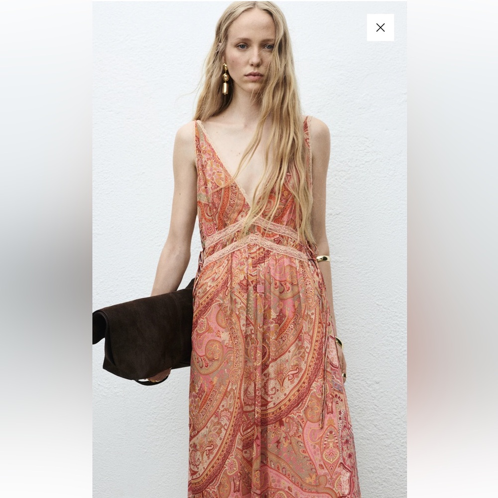Mango Pink Paisley Maxi Dress